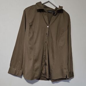 ADDITION By Chico's Brown Casual Button Down Shirt with Long Sleeves